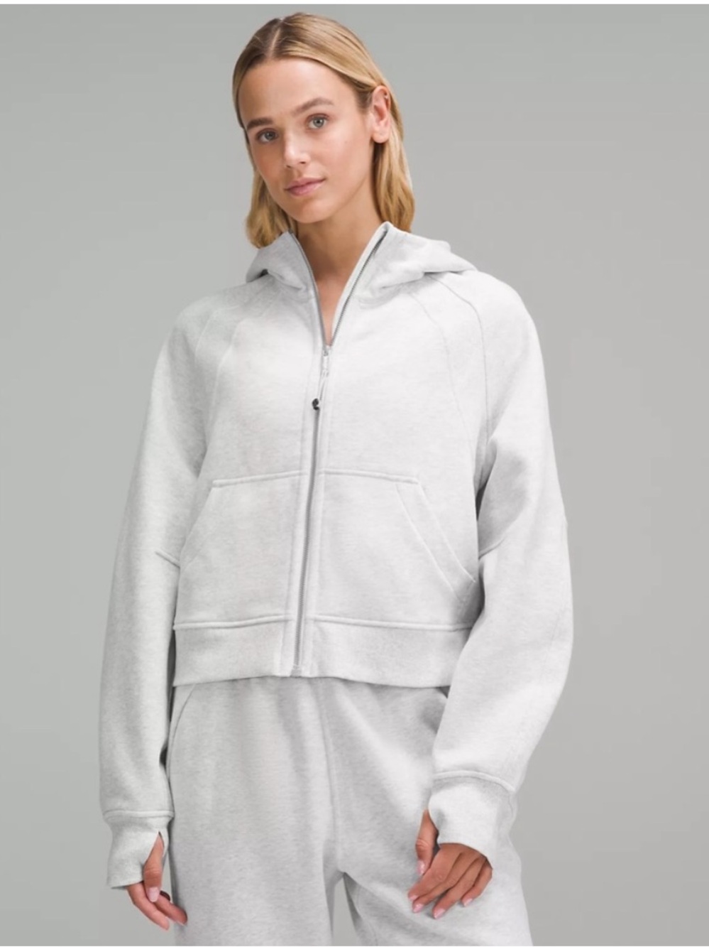 Lululemon light grey scuba zip up hoodie jacket Size Medium and large